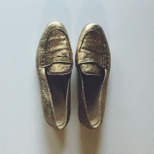 Gold J.Crew Loafers